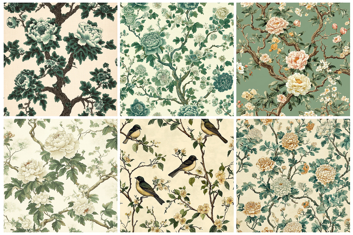 Green Chinoiserie Digital Paper, a Texture Graphic by CitraGraphics (Photo 4 of 9)