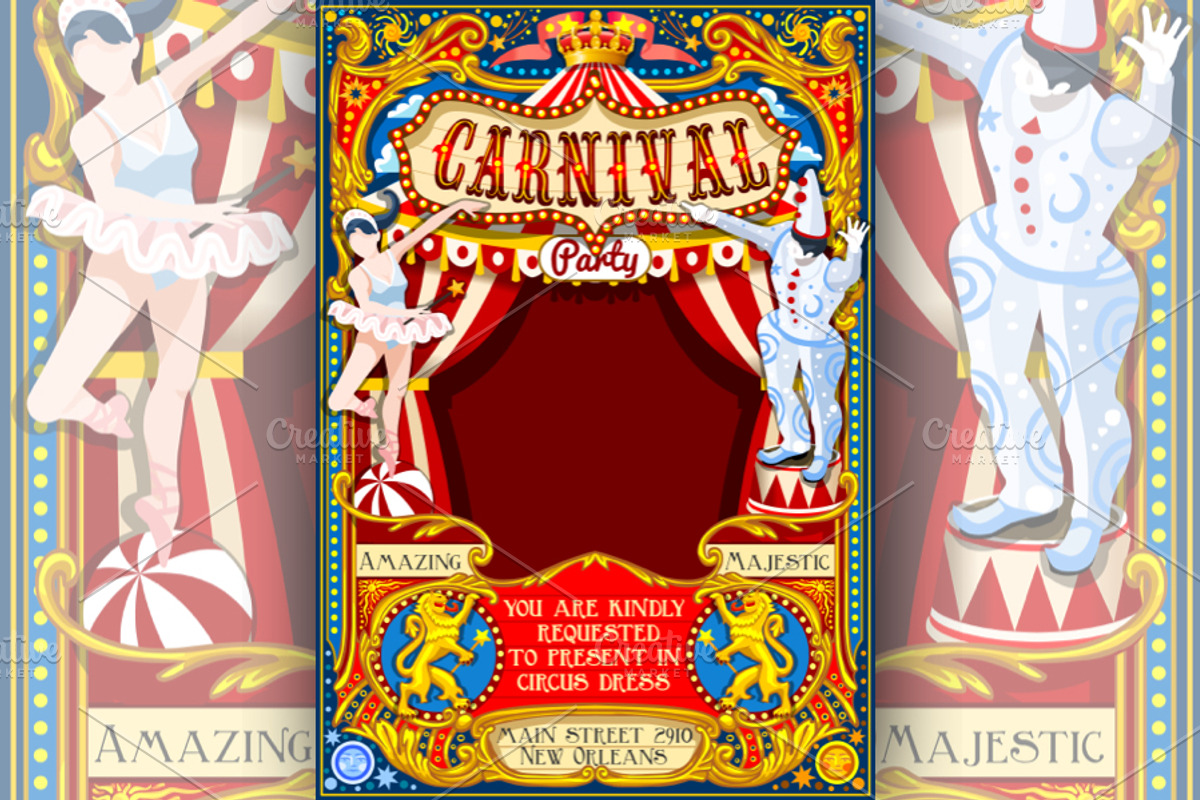 Circus Funfair Carnival Poster Theme, a Person Illustration by Aurielaki Stock Images