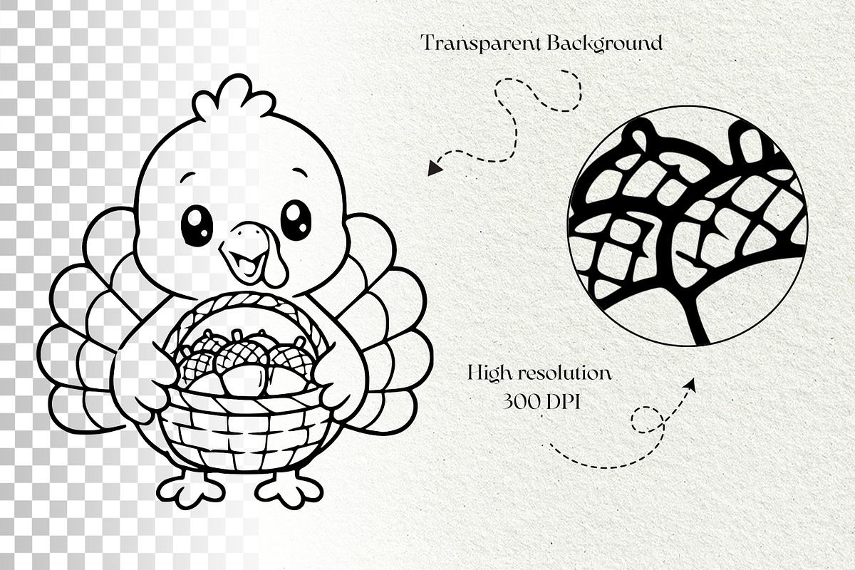 Autumn Turkey Doodle Line Art, a Seasonal Illustration by DENIDigitalArtSudio (Photo 8 of 8)