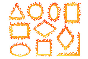 Cartoon flame borders. Fire frames, an Illustration by Stock-Smart-Start