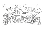 Whimsical Mushroom House Line Art bu, an Illustration by Designs_River (Thumbnail 31 of 51)