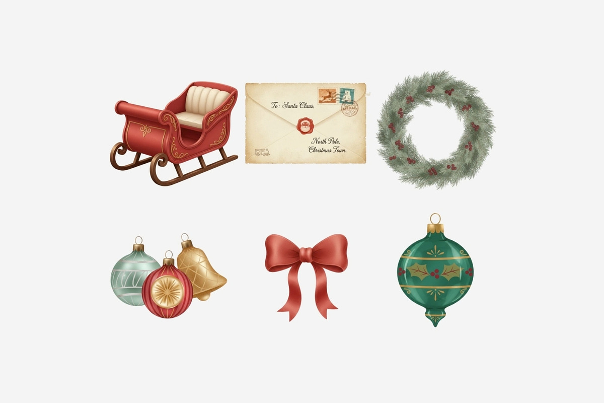 Vintage Christmas Clipart, a Seasonal Illustration by Tanya Kart (Photo 10 of 10)