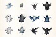 Flying Ghost Silhouette Clipart, an Illustration by CrexoraLab (Thumbnail 3 of 5)