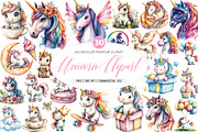 Unicorn Watercolor Clipart, an Illustration by SinaCreation (Thumbnail 1 of 5)