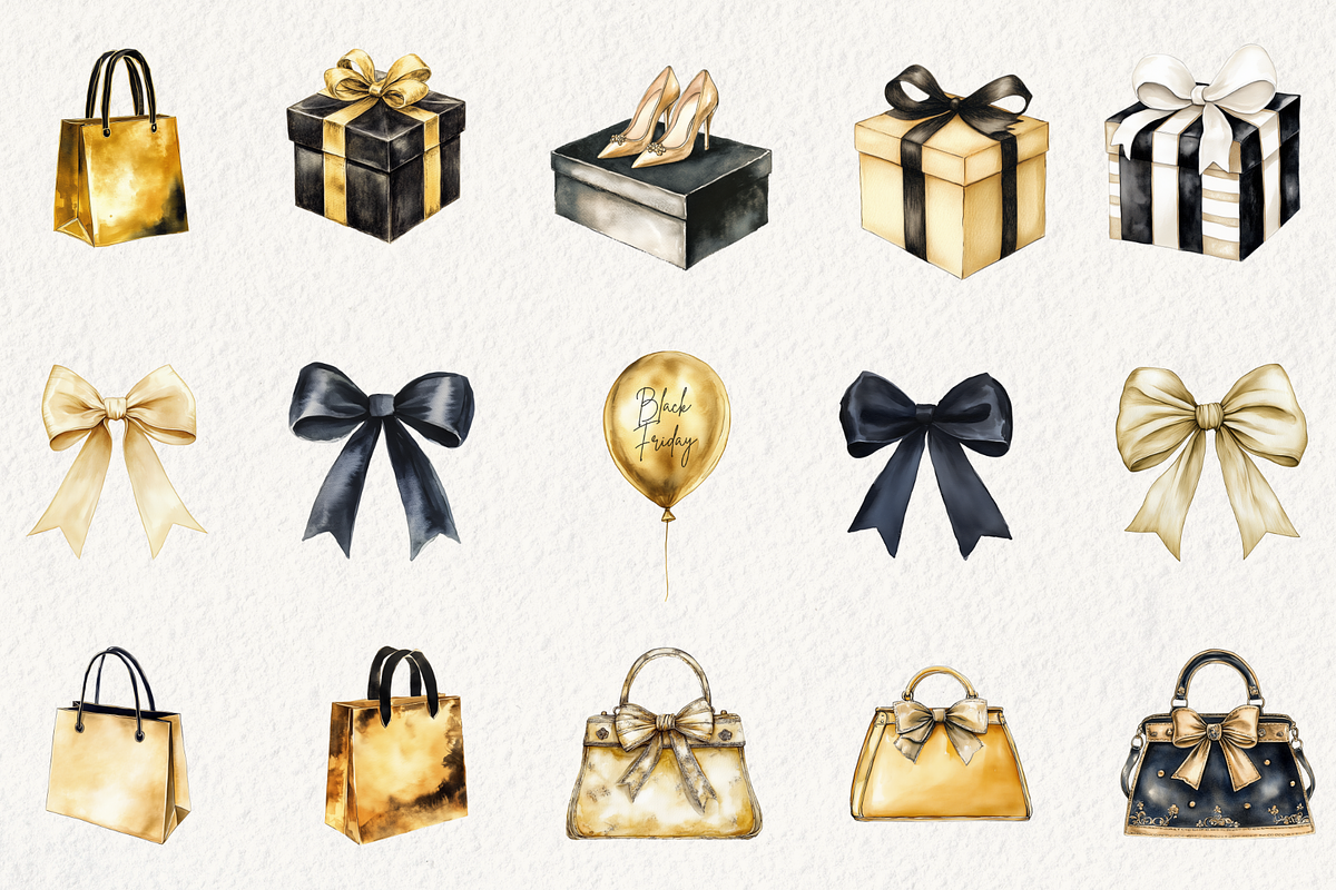 Black Friday’s Black & Gold Clipart, an Illustration by NadiaTheronArt (Photo 2 of 5)