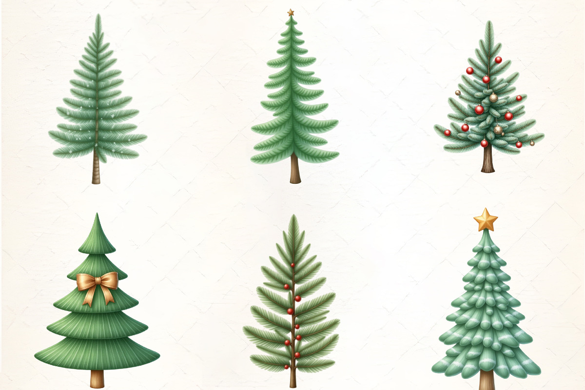 Watercolor Evergreen Tree Clipart, an Illustration by CrexoraLab (Photo 3 of 5)