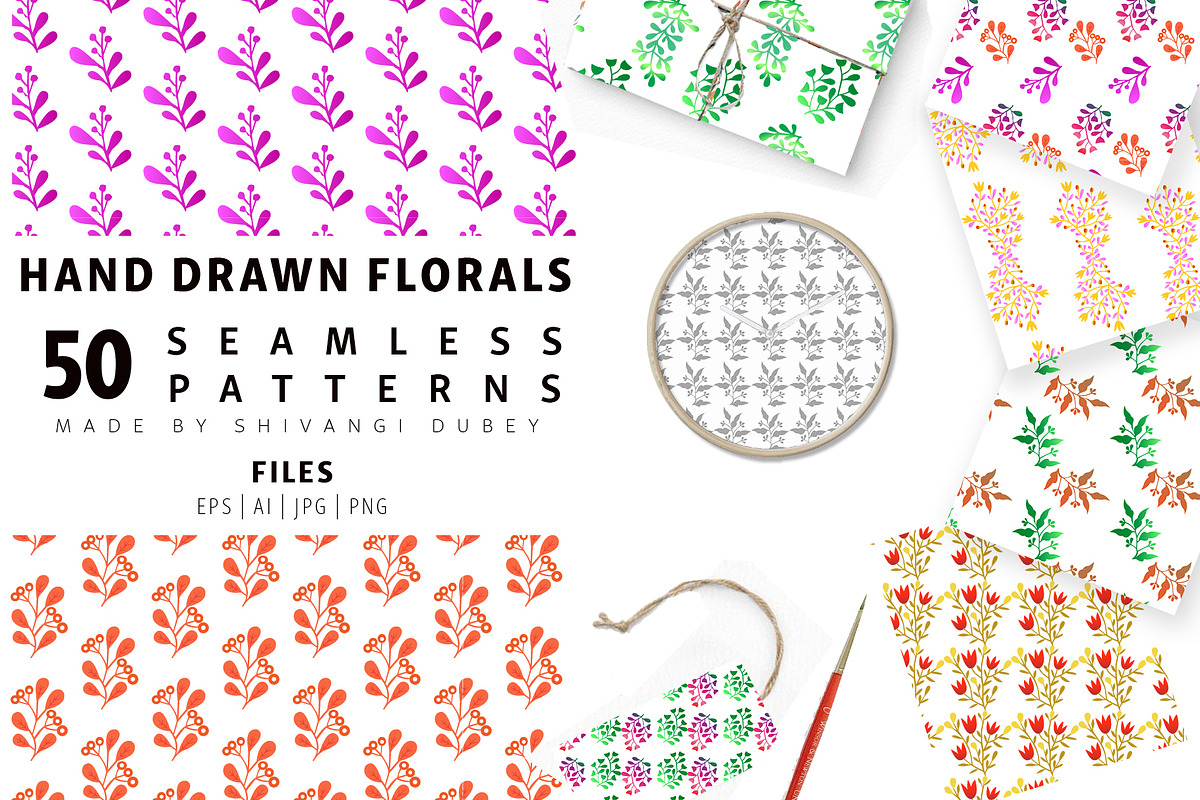 Hand Drawn Floral Pattern Set, a Pattern Graphic by Design Unique (Photo 1 of 11)