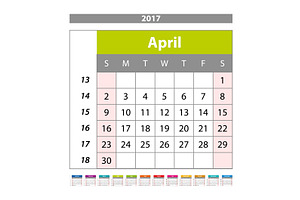 April Calendar 2017 Vector