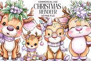 Funny Christmas Reindeer Clipart, an Illustration by Daily.Designs (Thumbnail 1 of 5)