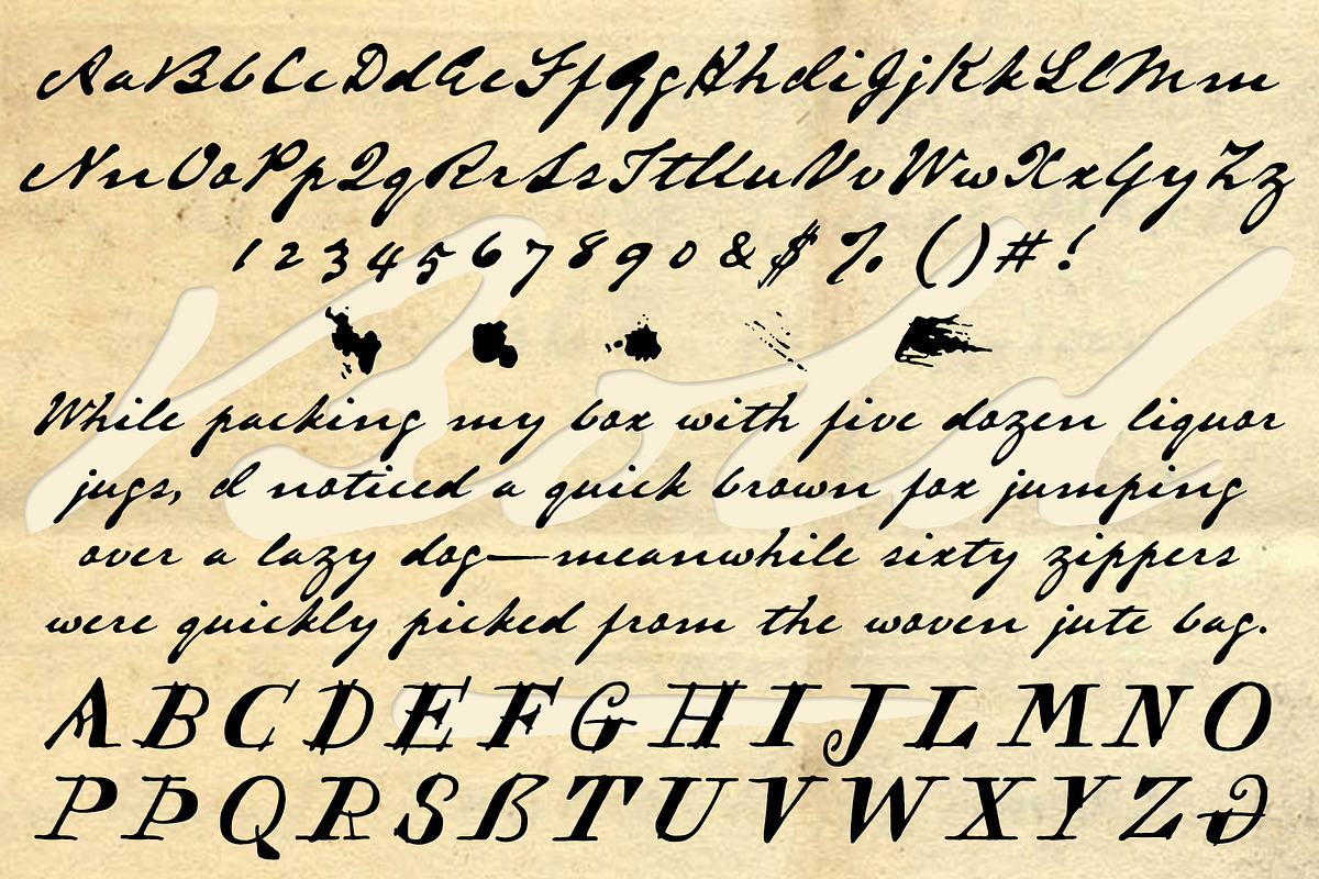 Austin Pen, an 1800s script font. preview 4