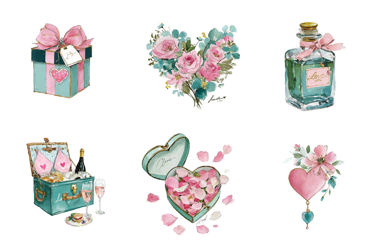 Watercolour Romantic Clipart, an Illustration by CreationArt (Photo 5 of 7)