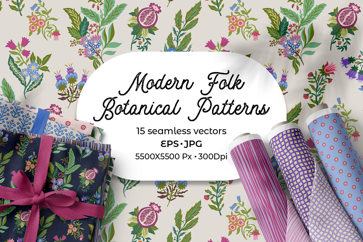Modern Folk Botanical Patterns, a Pattern Graphic by Sonulkaster (Photo 1 of 13)