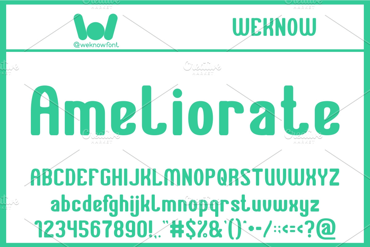 Ameliorate font, a Sans Serif Font by weknow (Photo 1 of 5)