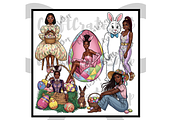 Black Woman Easter Clipart Bundle, an Illustration by CraftCrateShop (Thumbnail 6 of 8)