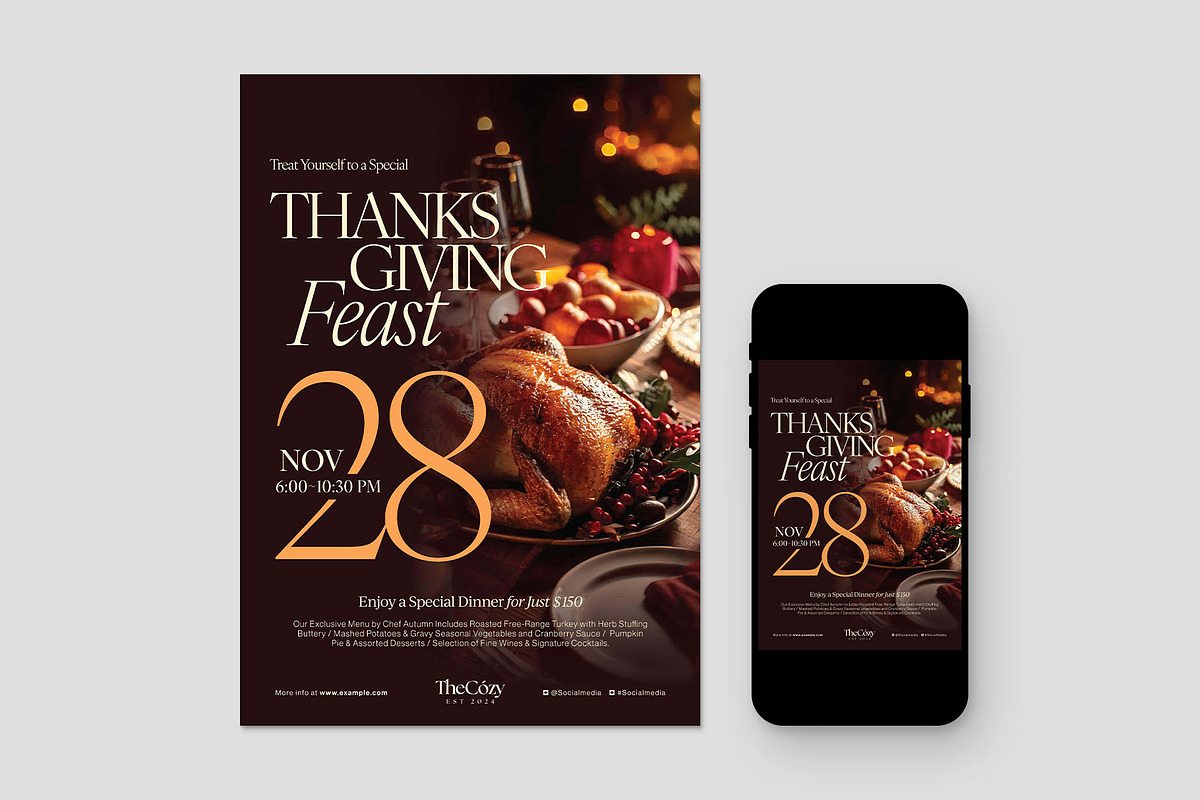 Thanksgiving Feast Flyer Template, a Flyer Template by BrandPacks (Photo 2 of 5)