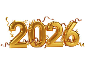 2026 New Year, Gold 3D Ribbon, a Photo by Pixeness Studio