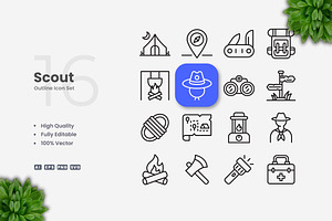 Scout Outline Icons, an Outline Icon by Upnowgraphic