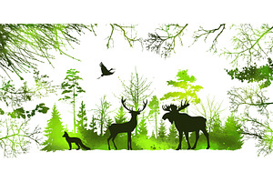 Forest silhouette and Animals of the, an Animal Illustration by Nenahliadava Design