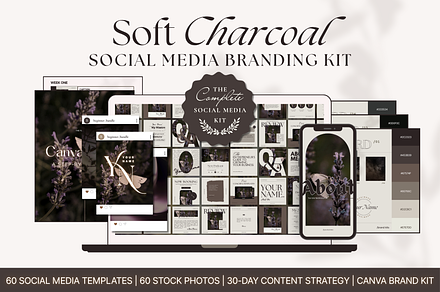Soft Charcoal Social Media Brand Kit, a Branding & Logo Template by The Flossy Finch