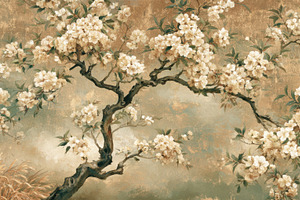 Elegant Vintage Blossom Wallpaper, a Decorative Illustration by Virgo Studio