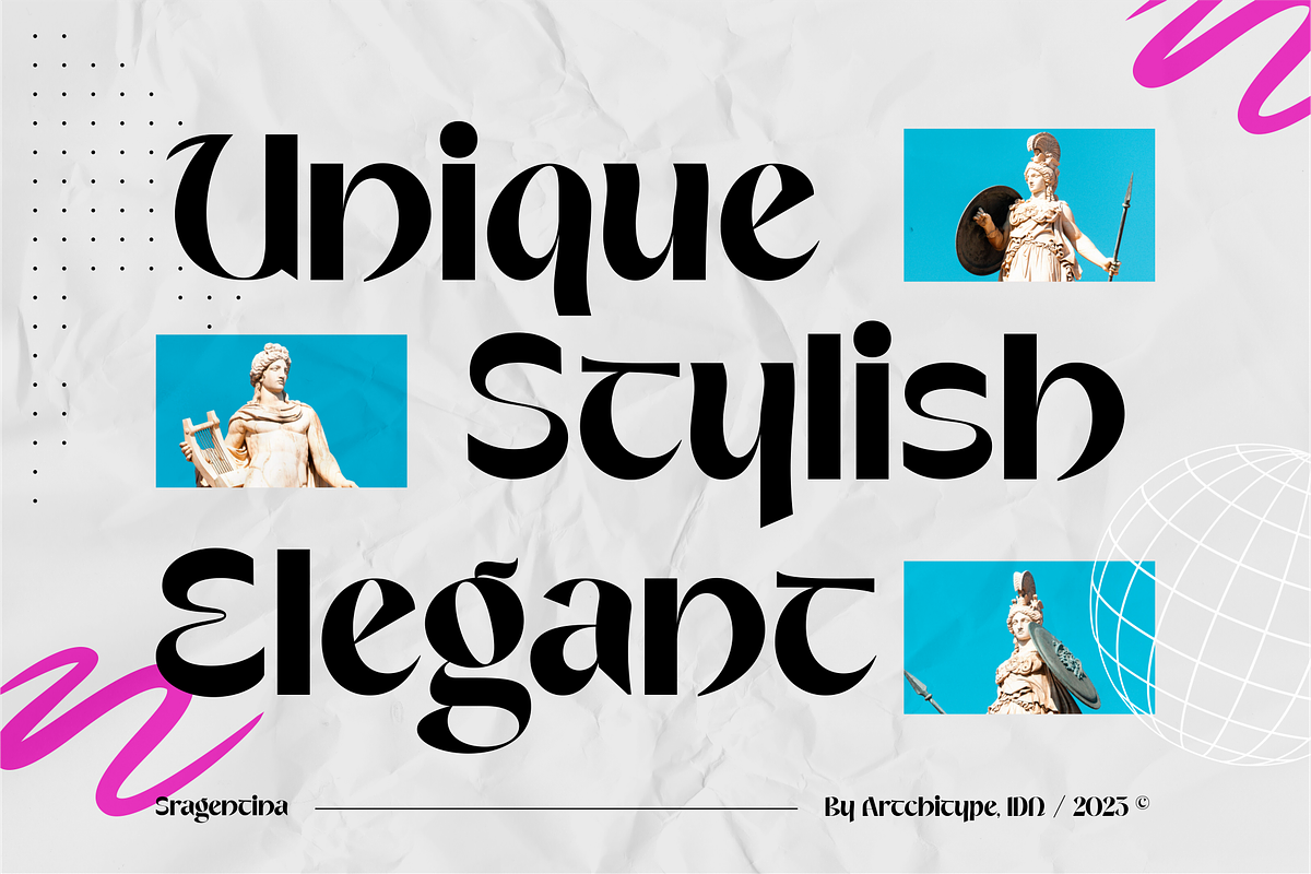 Sragentina - Unique Typeface, a Sans Serif Font by Artchitype Studio (Photo 3 of 10)