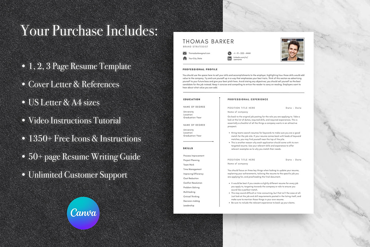 Minimal Resume Template Pack | Canva, a Resume Template by Lux Resume (Photo 8 of 9)