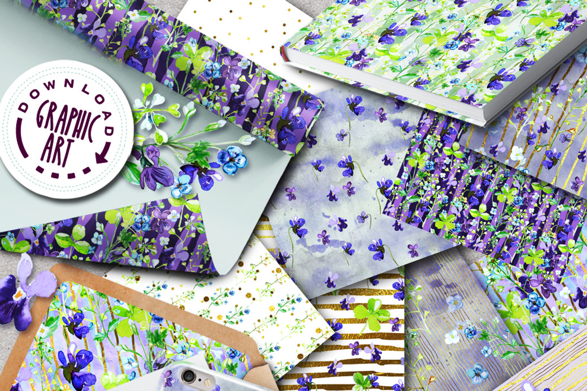 Violets Seamless Pattern, a Pattern Graphic by Download Graphic Art (Photo 3 of 6)
