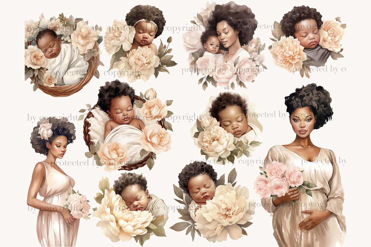 Baby Shower Illustrations Set, a Person Illustration by GlamArtZhanna (Photo 3 of 5)