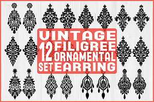 Vintage Filigree Earring SVG Bundle, an Object Graphic by jahid234