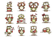 Whimsical Valentine Owl Clipart, an Illustration by Design Market (Thumbnail 2 of 3)