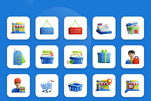 3D Animated Shopping Icon Set