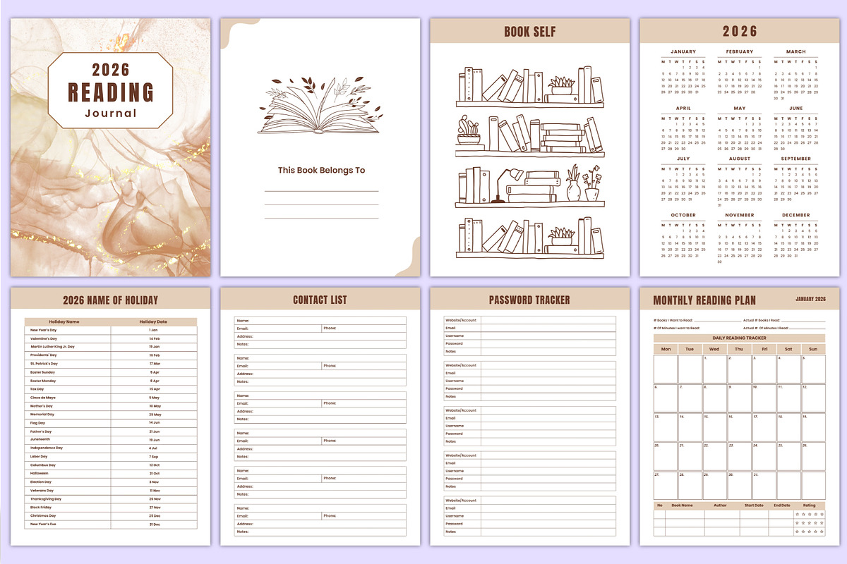 2026 Reading Journal Bundle Canva, a Stationery Template by Mustafiz (Photo 2 of 8)