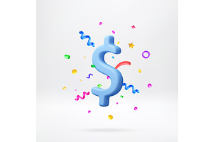 3D Blue dollar sign symbol, a Finance Illustration by Abscent