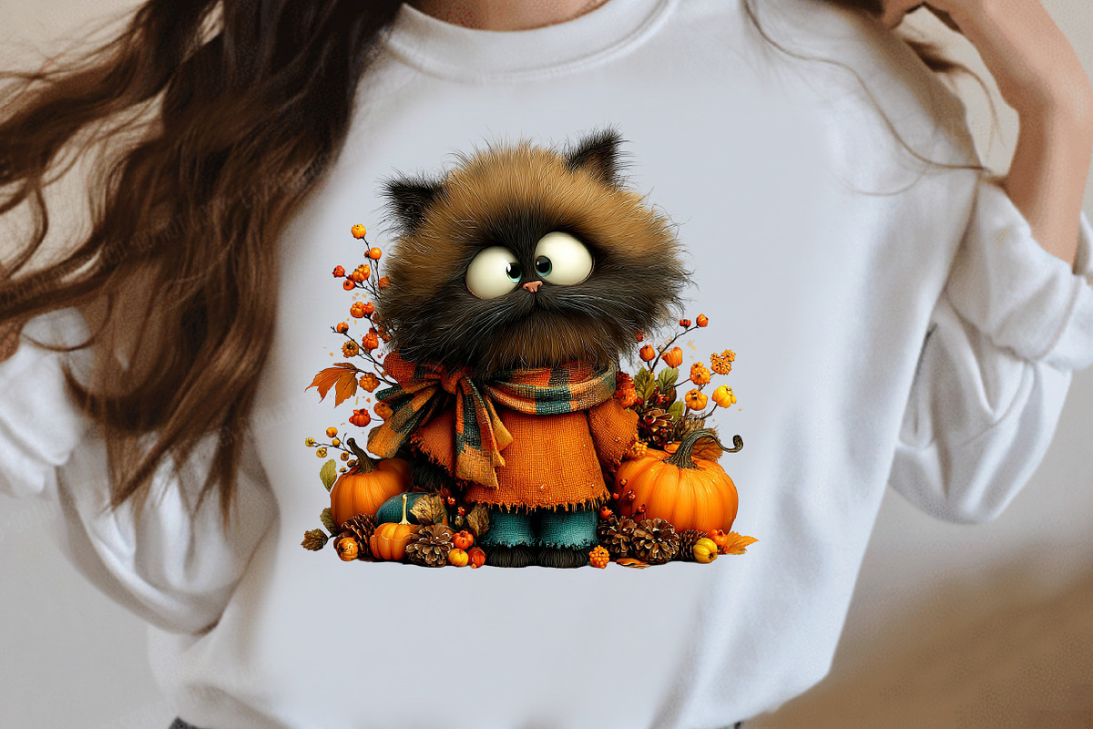 Whimsical Autumn Fall Cat Clipart, a Seasonal Illustration by Designworld (Photo 7 of 8)