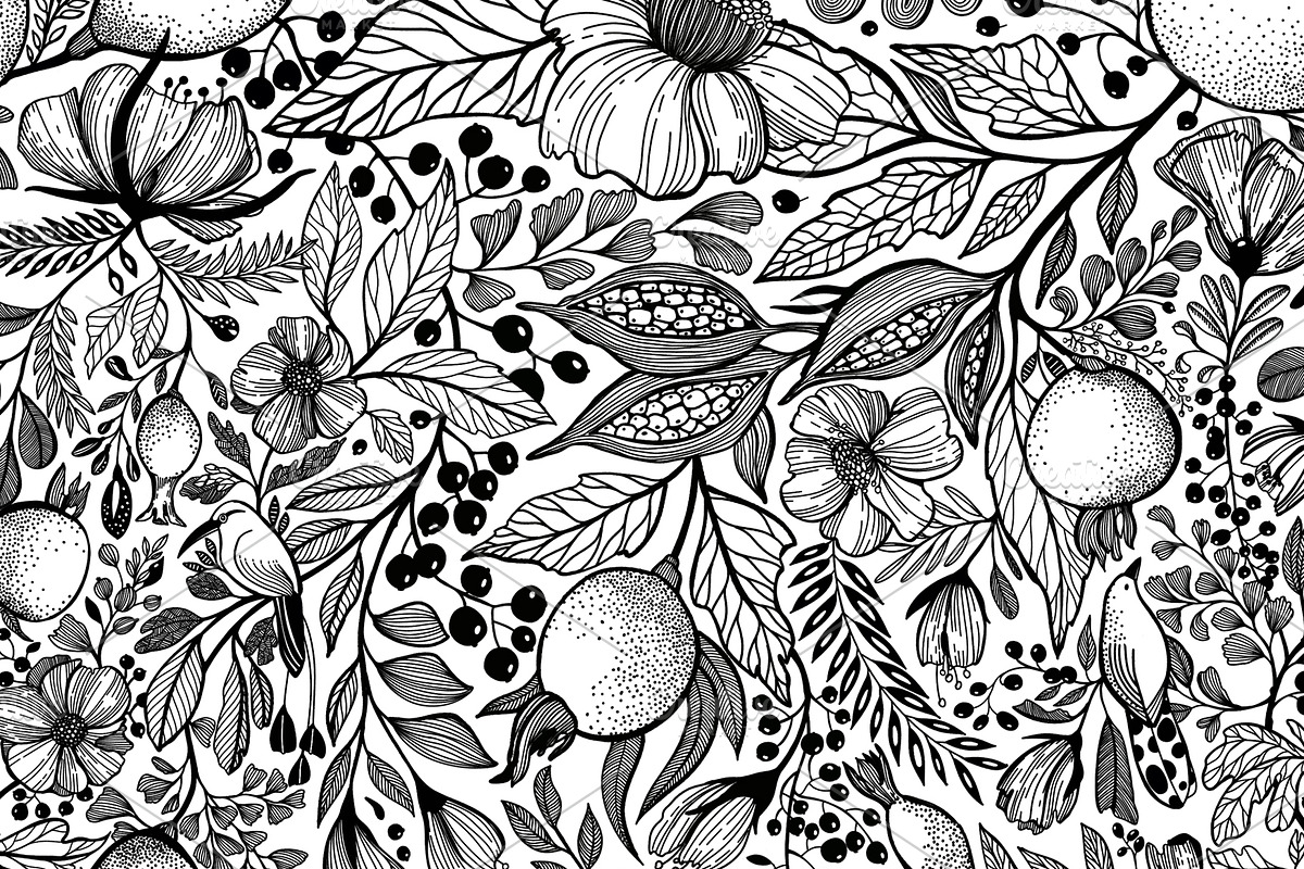 Endless Garden. Black&White pattern, a Pattern Graphic by Marta & Livonka (Photo 4 of 9)