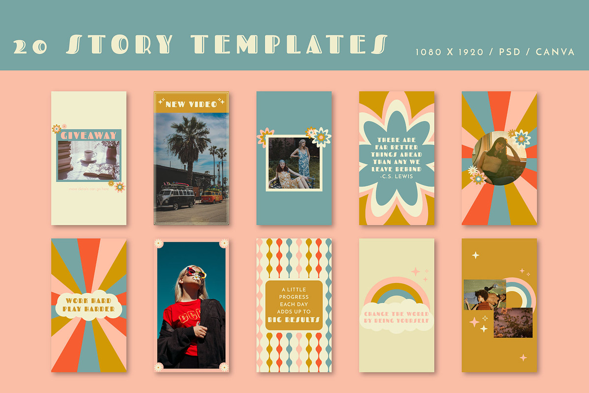 70s Retro Instagram Templates, a Social Media Template by Liseno Designs (Photo 5 of 8)