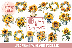 Watercolor Sunflowers Clip Art