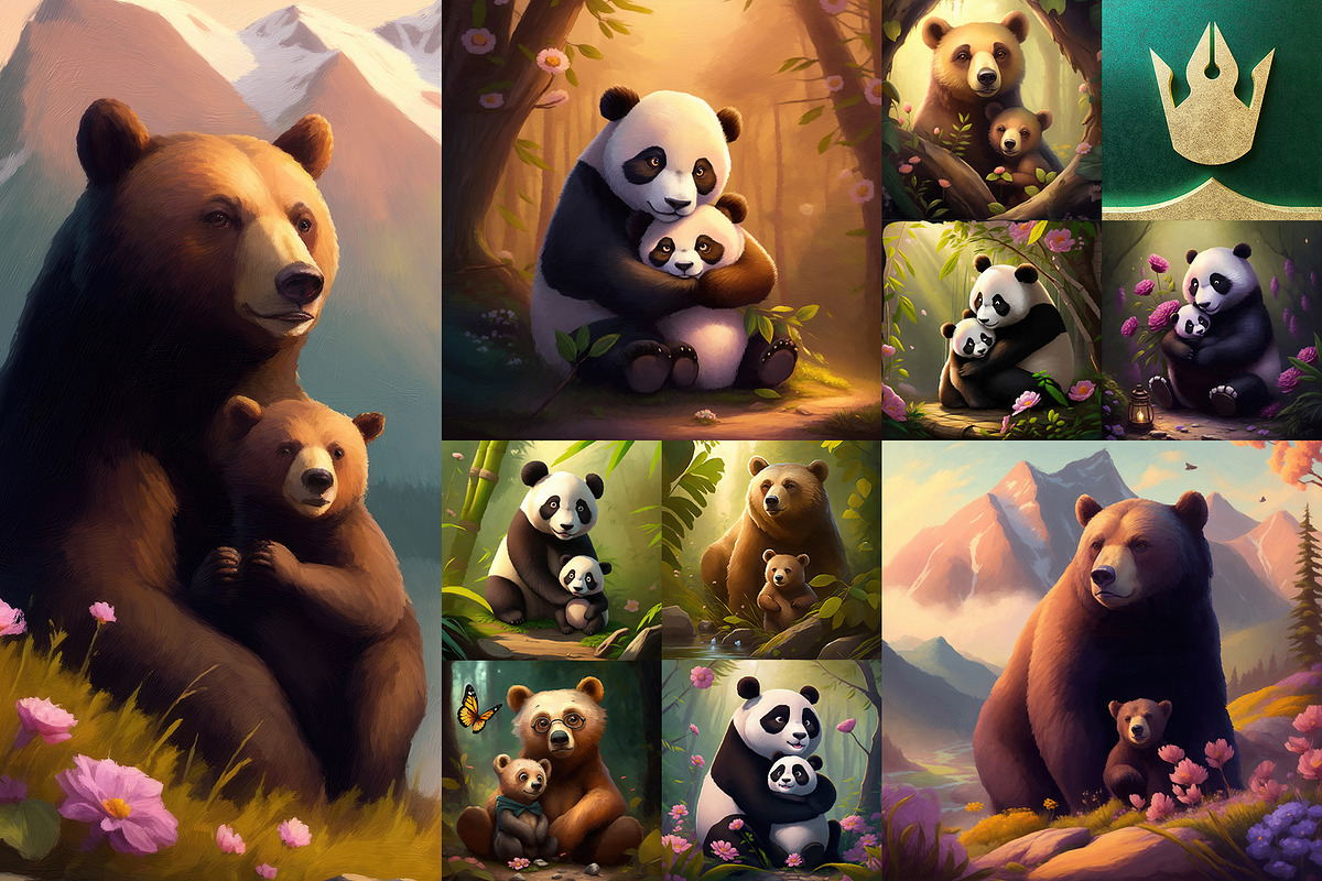 Mother and Baby Animal Art Prints, an Animal Illustration by pixaroma (Photo 3 of 15)