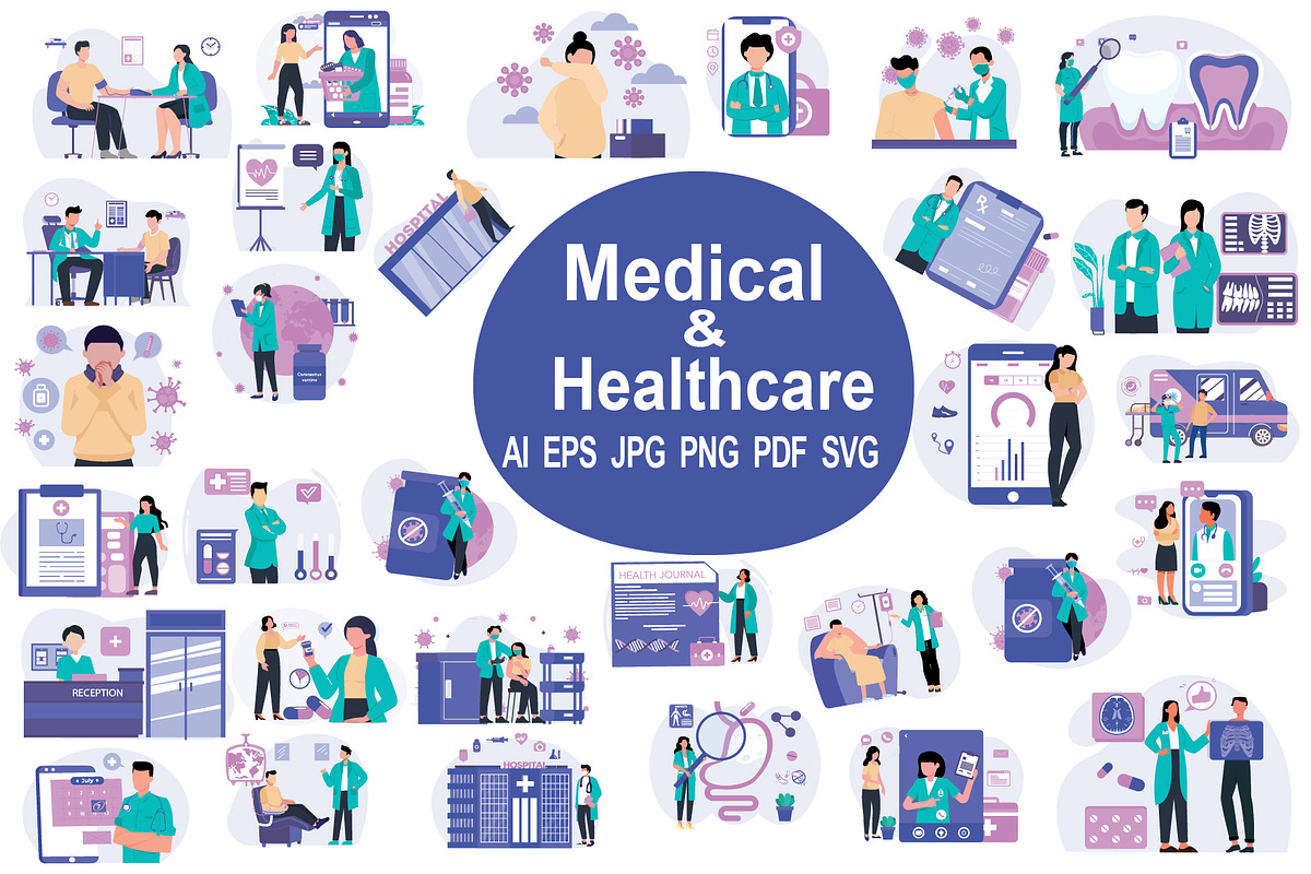 Medical and Healthcare Icons Pack., an Illustration by Vector Portal (Photo 1 of 4)