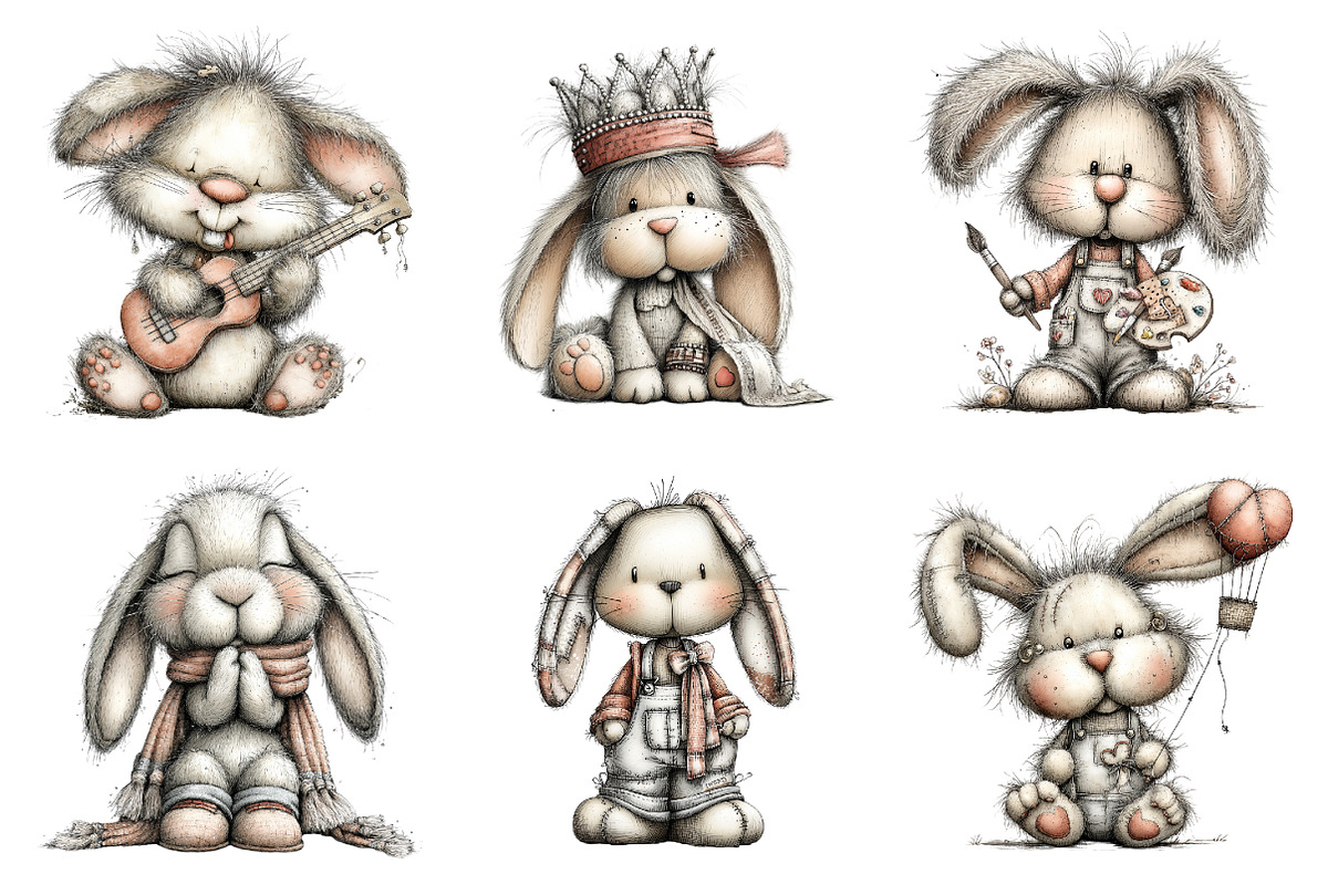 Boho Easter Bunny Clipart, an Illustration by Design Market (Photo 3 of 3)