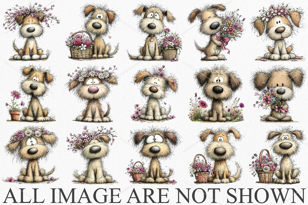 Whimsical Spring Dog Clipart Bundle, a Seasonal Illustration by Canvas ...