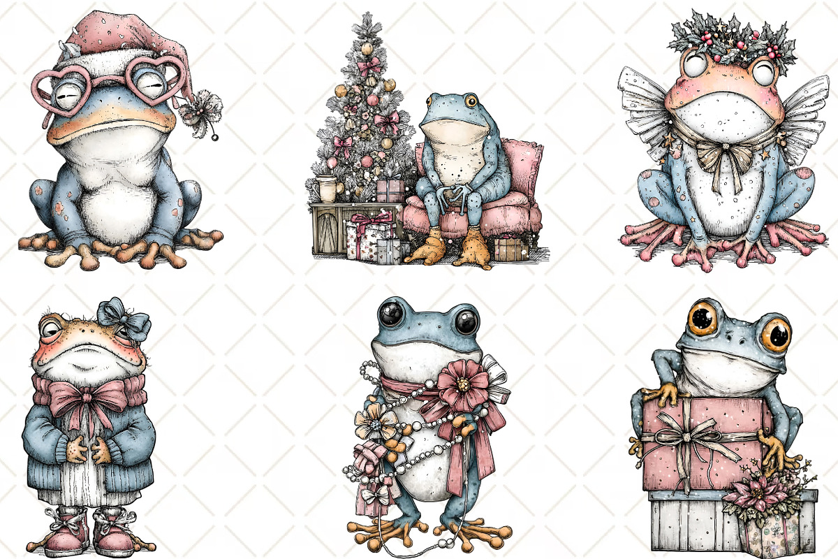 Christmas Frog Clipart, an Illustration by Black Bird Studio (Photo 3 of 6)