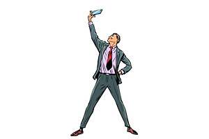 Pop Art Retro A man in a suit takes, a Person Illustration by studiostoks