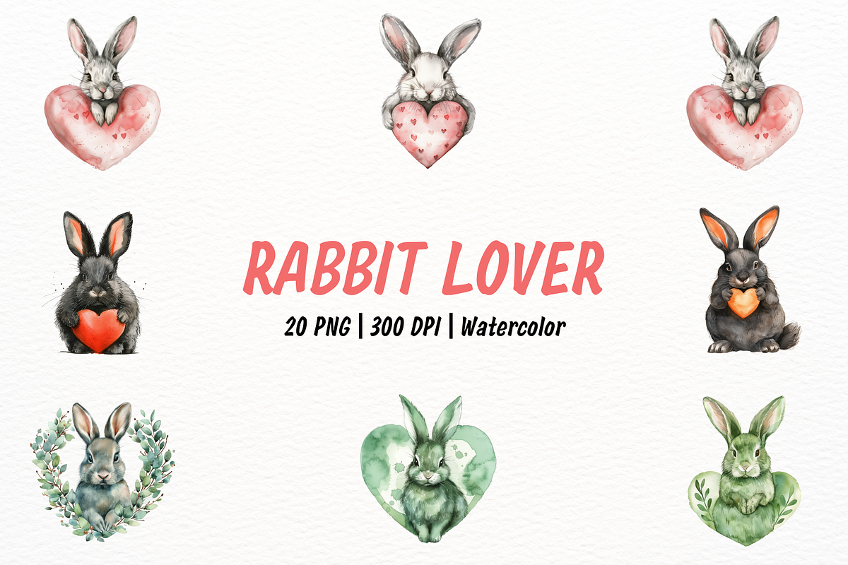 Vintage Rabbit With Heart Clipart, an Animal Illustration by New-School-Wave (Photo 1 of 5)