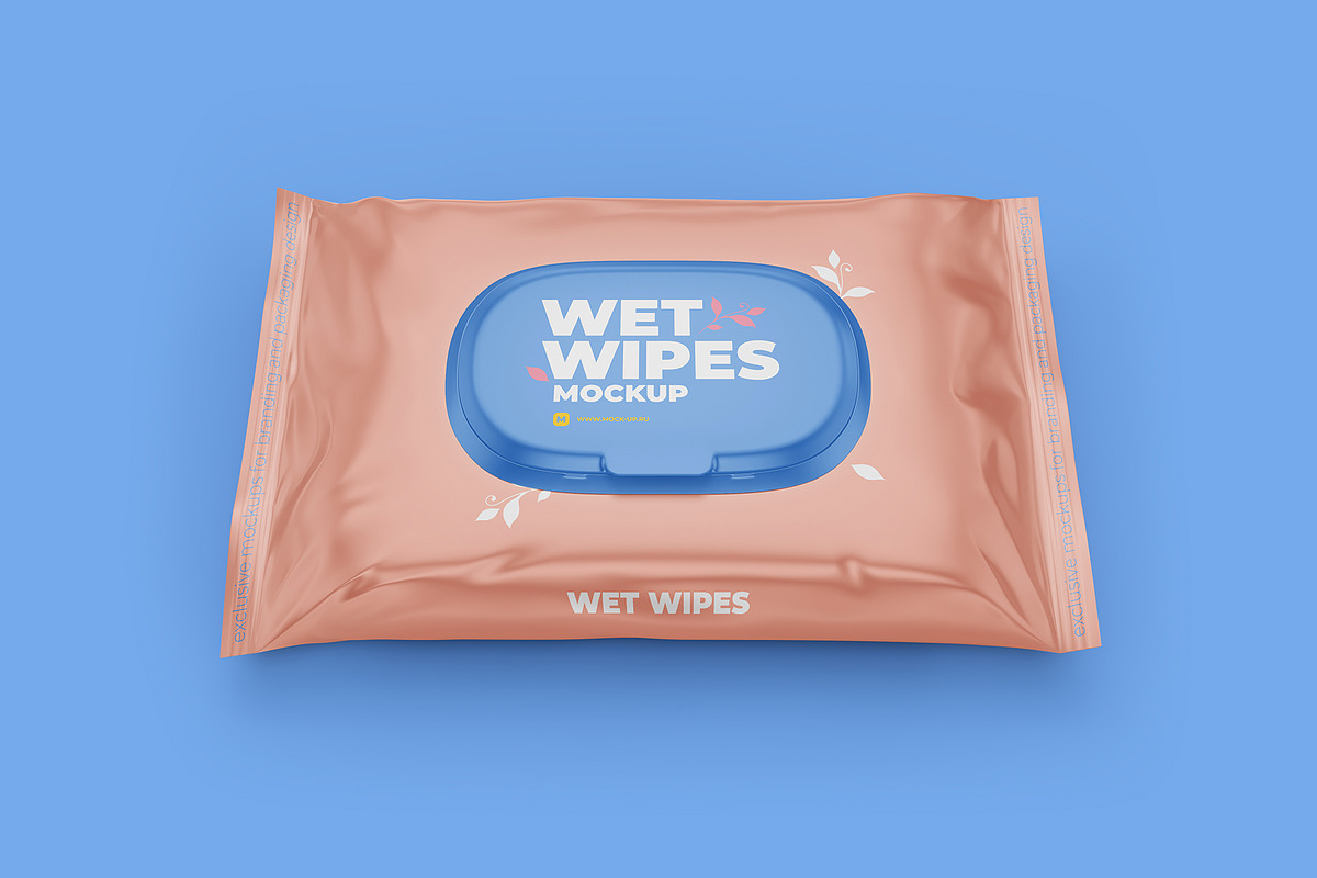 Wet Wipes with Cap Mockup half side, a Cups & Container Mockup by easymock (Photo 6 of 8)