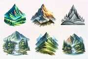 Watercolor Mountain Clipart, an Illustration by CreationArt (Thumbnail 3 of 9)