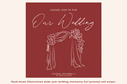 Hand Drawn Wedding Illustration Set, an Outline Icon by OREHOVKA (Thumbnail 3 of 3)