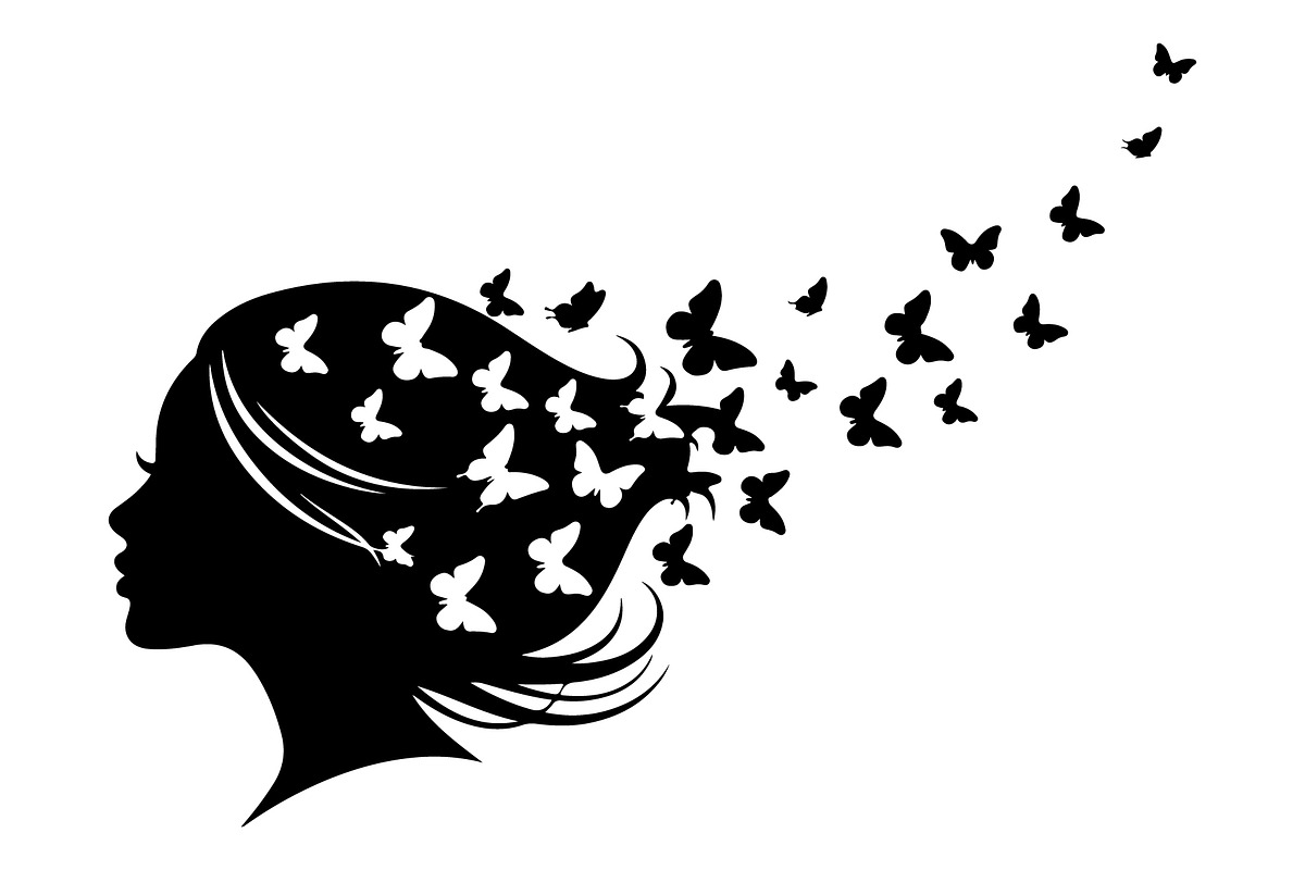Woman Butterfly Hair Silhouette, an Object Illustration by yasushie (Photo 27 of 31)