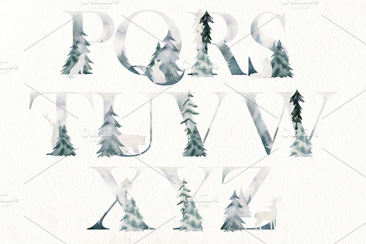 Watercolor winter forest., a Decorative Illustration by TaPilipa (Photo 3 of 9)