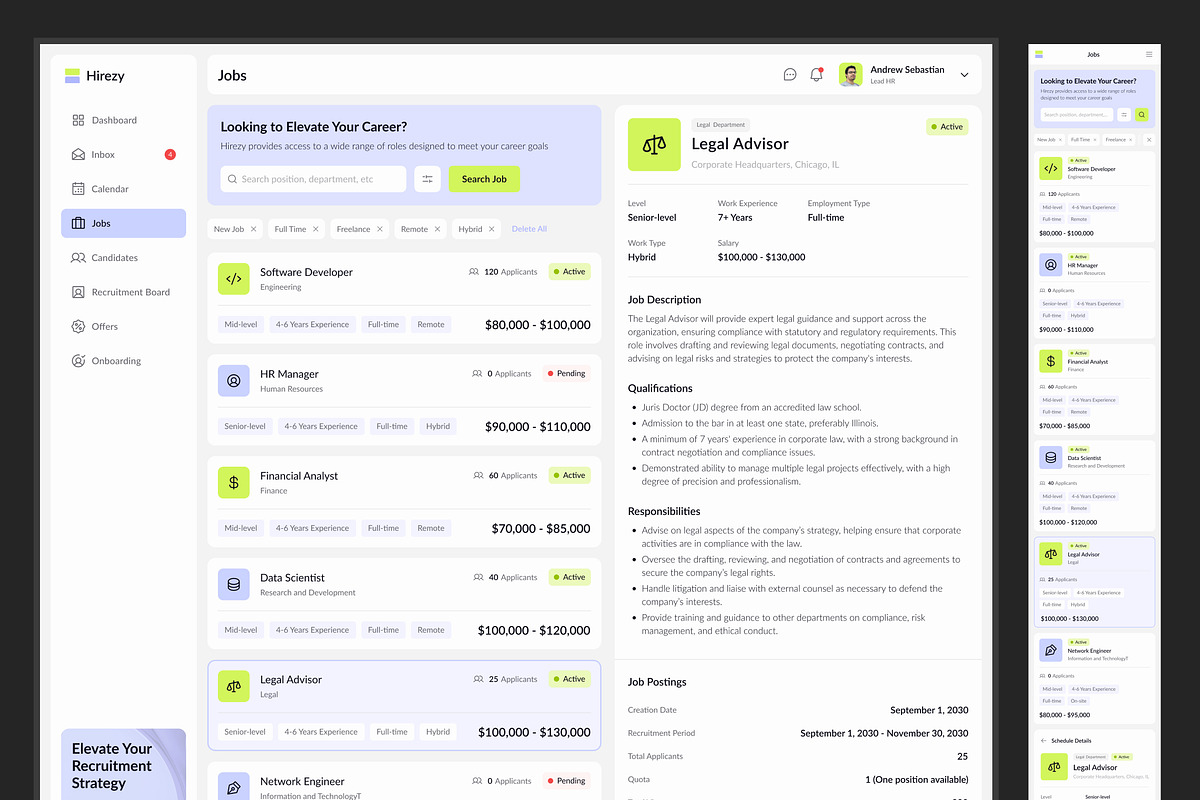Hirezy - Recruitment Dashboard, an UI Kit Template by peterdraw (Photo 4 of 7)